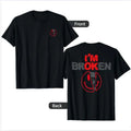 Unisex Cotton Graphic Round Neck Sweatshirt - 2-Sided 'I'm Broken' Smile Face Digital Print, Loose-Fitting T-Shirt, Long Sleeve Sporty Chic Garment, Customized All-Season Casual Streetwear, Machine Washable