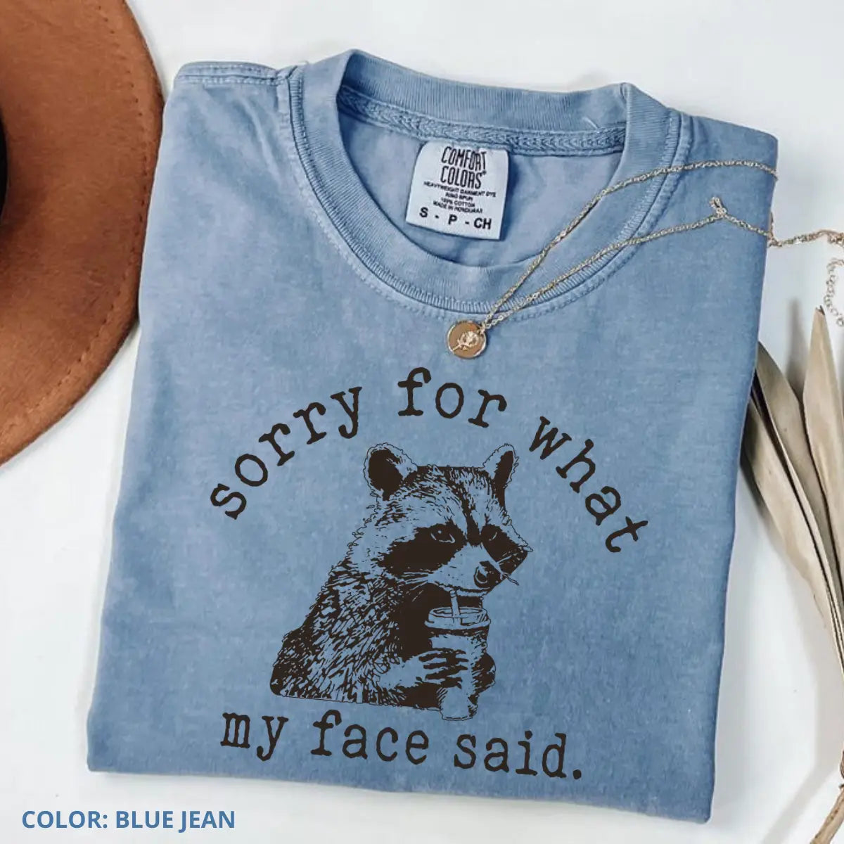 Comfort Colors Sorry For What My Face Said T-Shirt, Sarcastic Raccoon Tee, Funny Animal Graphic T-shirt, Trending Sarcasm Quote Tee, Raccoon Humor T-Shirt